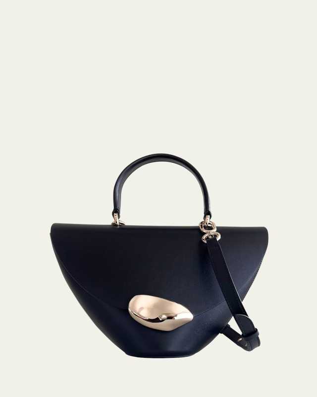 Orb Flap Leather Top-Handle Bag